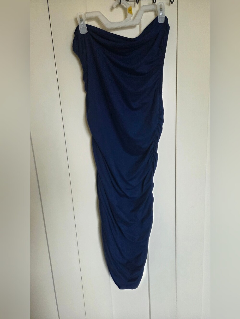 One-Shoulder Blue Ruched Women’s Body Con Dress - Picture 3 of 3